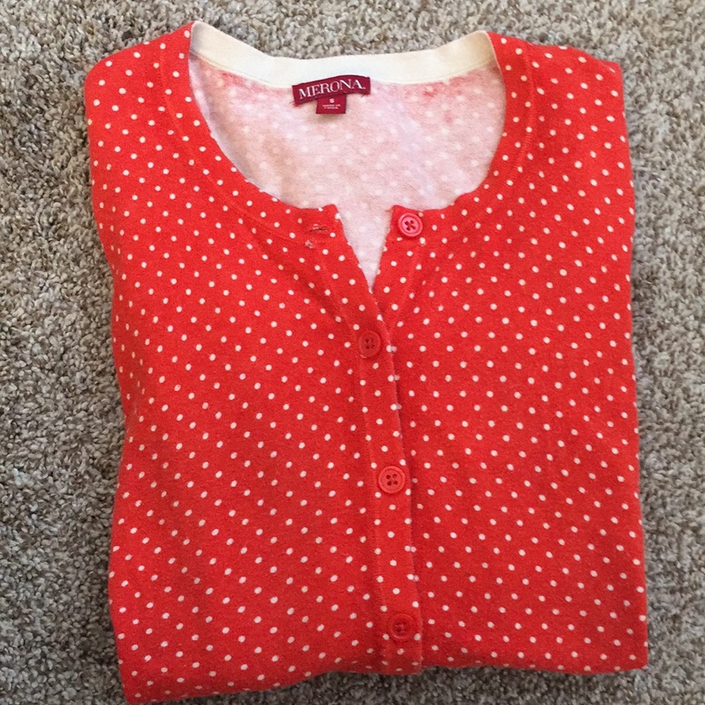 Merona red and white polka dot sweater